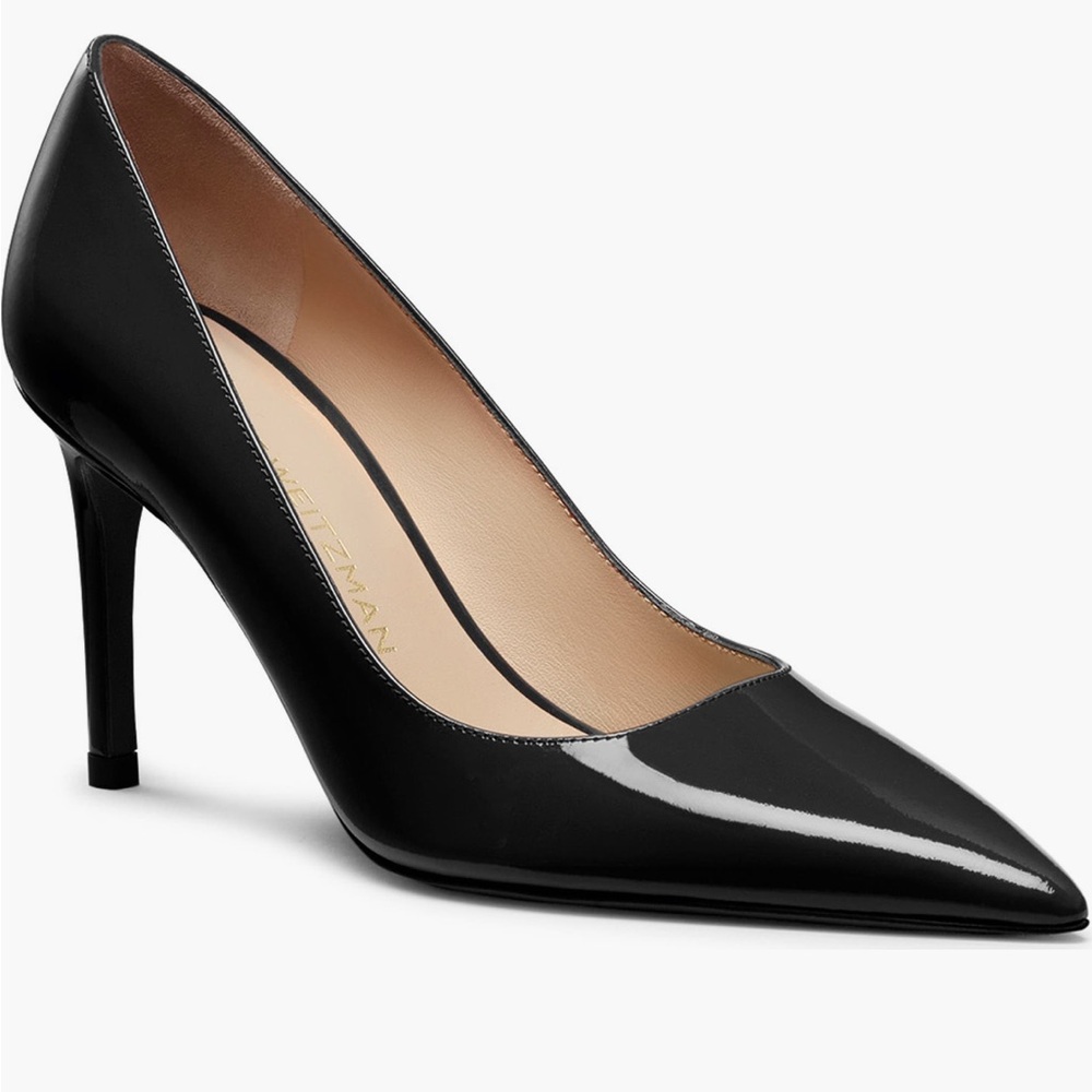 Stuart Weitzman Power 85 Black Patent Leather Pumps - Size 10
